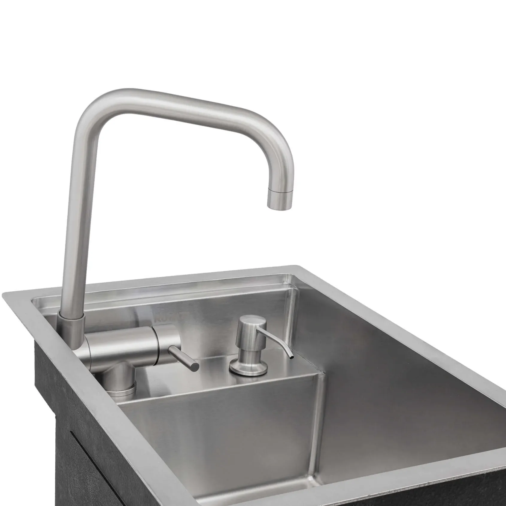Ruvati Vienna 15" x 20" Stainless Steel RV Sink With Concealed Faucet and Soap DIspenser, 16, RVH8272ST