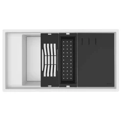 Ruvati 18 x 34 inch Granite Composite Workstation Kitchen Sink epiStage Dual Mount Single Bowl, White, RVG1650WH