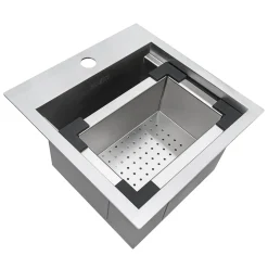 Ruvati 15 x 15 inch Marine Grade T-316 Workstation Topmount RV Boat Outdoor Sink Stainless Steel, RVQ5215