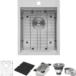 Ruvati 15 x 20 inch Marine Grade T-316 Workstation Topmount RV Boat Outdoor Sink Stainless Steel, RVQ5210