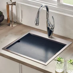 Ruvati 15 x 20 inch Marine Grade T-316 Workstation Topmount RV Boat Outdoor Sink Stainless Steel, RVQ5210