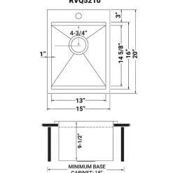 Ruvati 15 x 20 inch Marine Grade T-316 Workstation Topmount RV Boat Outdoor Sink Stainless Steel, RVQ5210