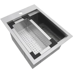 Ruvati 15 x 20 inch Marine Grade T-316 Workstation Topmount RV Boat Outdoor Sink Stainless Steel, RVQ5210