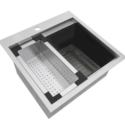 Ruvati 21 x 20 inch Outdoor Workstation Sink T-316 Marine Grade Topmount Stainless Steel BBQ, RVQ5221