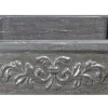 24" Smoke Brown Limestone Farmhouse Kitchen Sink, Floral Carving Front, KF242010-F2-BLN