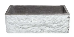 33" Smoke Brown Limestone Farmhouse Kitchen Sink, Chiseled Front, Single Bowl, KF332010SB-BE-BLN