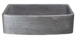 36" Smoke Brown Limestone Farmhouse Kitchen Sink, Curved Front, Single Bowl, Reversible, KFCF362210SB-NLP-BLN