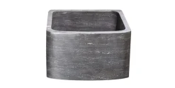 17" Smoke Brown Limestone Farmhouse Kitchen Sink, Curved Front, Reversible, KFCF171810-BLN