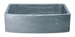 33" Soapstone Farmhouse Sink, Curved Reversible Apron Front, Charcoal Marquina, KFCF332210SB-NLP-CMS