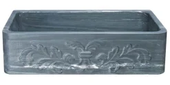 36" Soapstone Farmhouse Sink, Design Apron Front, Charcoal Marquina, KF362010SB-F2-CMS