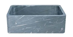 30" Soapstone Farmhouse Sink, Smooth Reversible Apron Front, Charcoal Marquina, KF302010SB-NLP-CMS