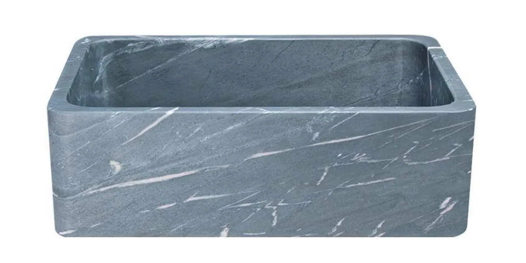 30" Soapstone Farmhouse Sink, Smooth Reversible Apron Front, Charcoal Marquina, KF302010SB-NLP-CMS