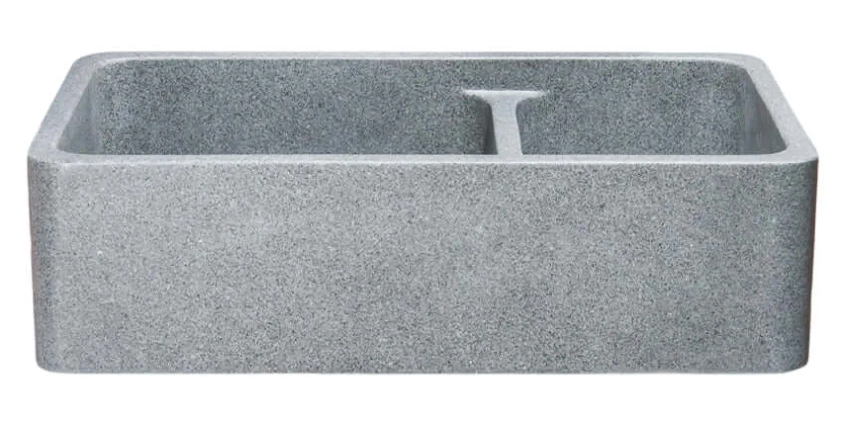 36" Stone 60/40 Double Bowl Farmhouse Kitchen Sink, Smooth Reversible Apron Front, Mercury Granite, Gray, KF362010DB-NLP-6040-M
