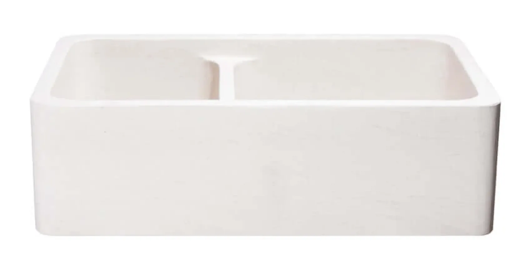 33" Stone 60/40 Double Bowl Farmhouse Kitchen Sink, Smooth Reversible Apron Front, Crema Lyon Limestone, Beige, KF332010DB-NLP-6040-CL