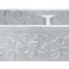 36" Stone 60/40 Double Bowl Farmhouse Sink, Design Apron Front, Carrara Marble, White, KF362010DB-F2-6040-CW