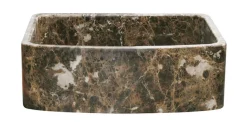 30" Stone Farmhouse Kitchen Sink, Curved Reversible Apron Front, Emperador Dark Marble, Brown, KFCF302210SB-NLP-EPD