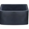 17" Stone Farmhouse Kitchen Sink, Curved Apron Front, Black Lava, Black, KFCF171810-BL