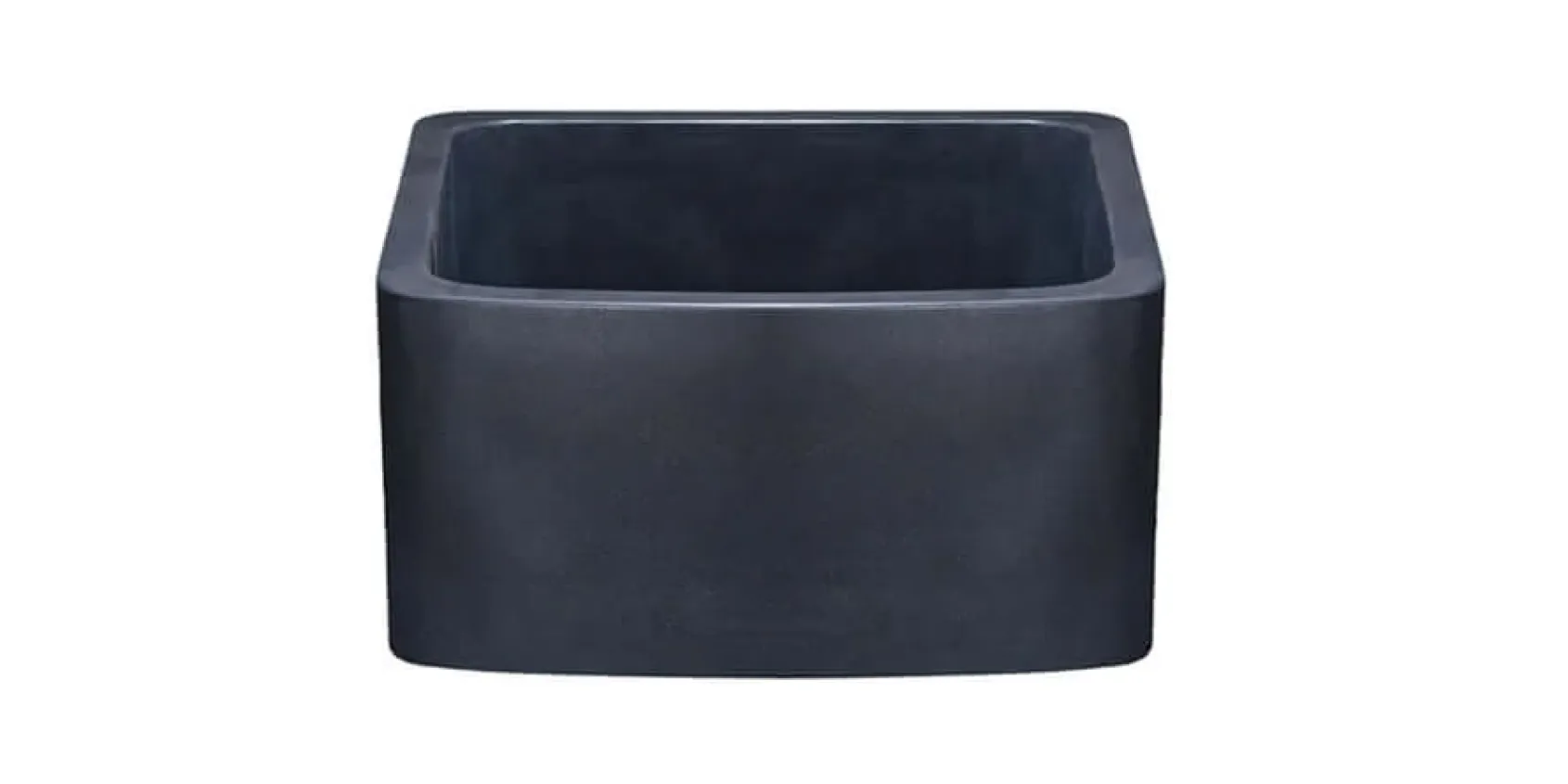 17" Stone Farmhouse Kitchen Sink, Curved Apron Front, Black Lava, Black, KFCF171810-BL