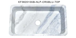 36" Stone Farmhouse Kitchen Sink, Smooth Reversible Apron Front, Crystal Blue Quartzite, KF362010SB-NLP-CRSBLU