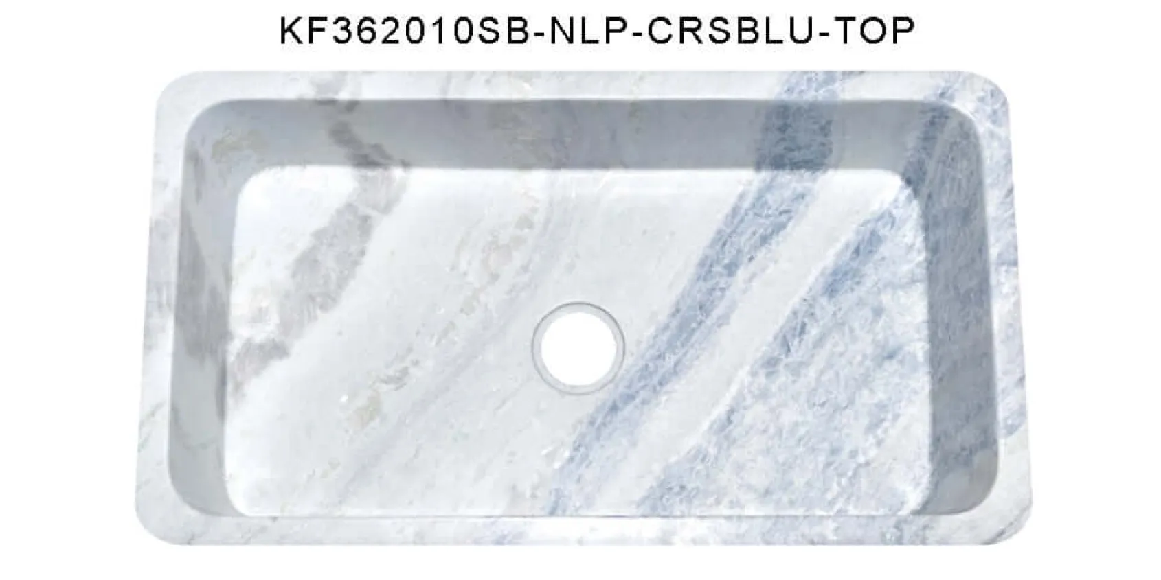 36" Stone Farmhouse Kitchen Sink, Smooth Reversible Apron Front, Crystal Blue Quartzite, KF362010SB-NLP-CRSBLU