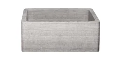 24" Stone Farmhouse Kitchen Sink, Curved Reversible Apron Front, Stratus Marble, Gray, KF242010-STLM