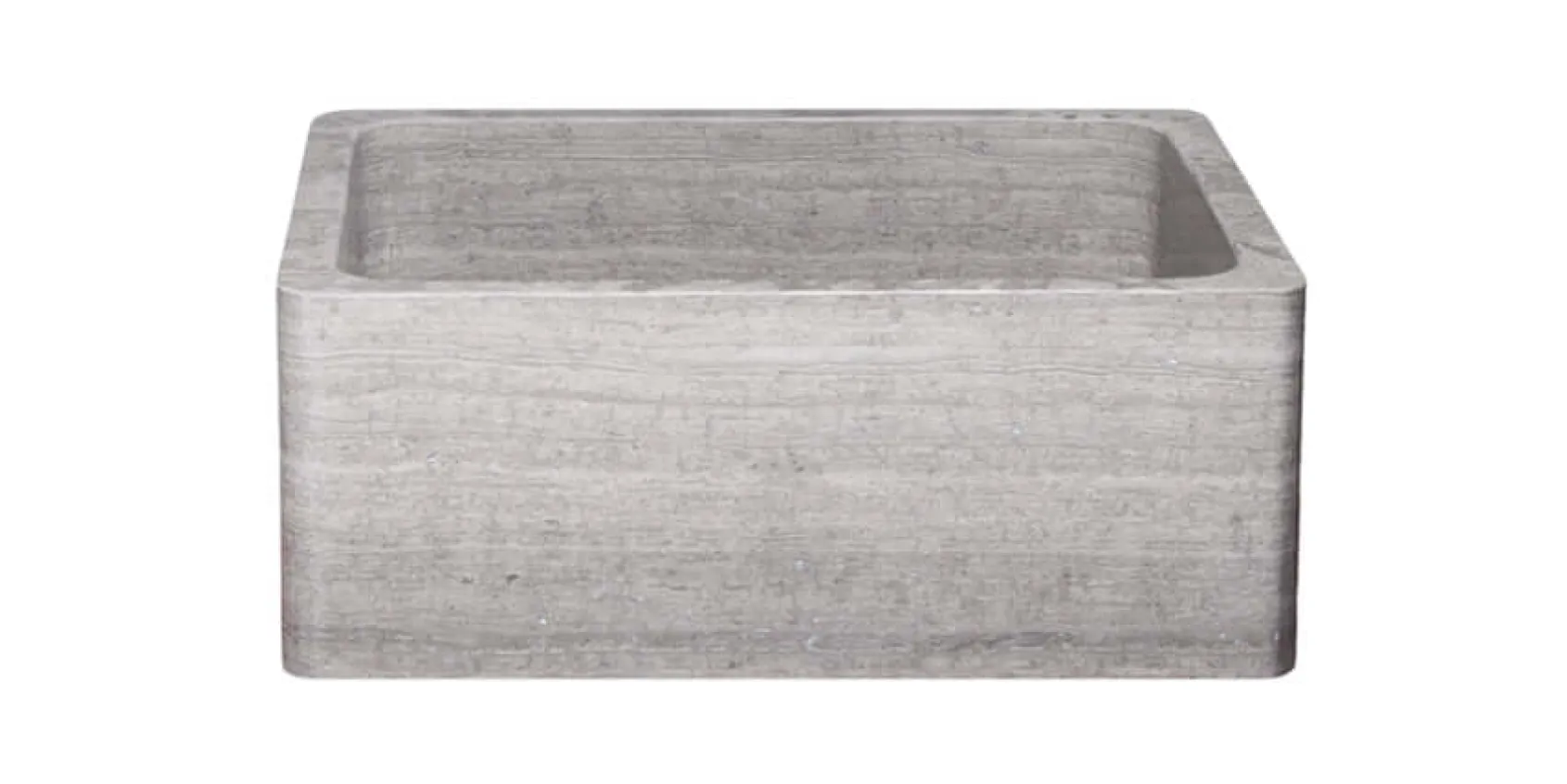 24" Stone Farmhouse Kitchen Sink, Curved Reversible Apron Front, Stratus Marble, Gray, KF242010-STLM