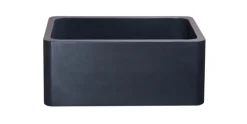 24" Stone Farmhouse Kitchen Sink, Smooth Reversible Apron Front, Black Lava, Black, KF242010-BL