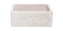24" Stone Farmhouse Kitchen Sink, Design Apron Front, Crema Lyon Limestone, Beige, KF242010-F2-CL