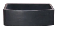 33" Stone Farmhouse Kitchen Sink, Curved Reversible Apron Front, Black Lava, Black, KFCF332210SB-NLP-BL