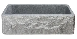 36" Stone Farmhouse Kitchen Sink, Chiseled Apron Front, Mercury Granite, Gray, KF362010SB-BE-M
