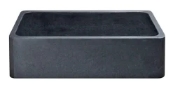 36" Stone Farmhouse Kitchen Sink, Smooth Reversible Apron Front, Black Granite, Black, KF362010SB-NLP-BK