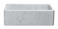 33" Stone Farmhouse Kitchen Sink, Smooth Reversible Apron Front, Carrara Marble, White, KF332010SB-NLP-CW