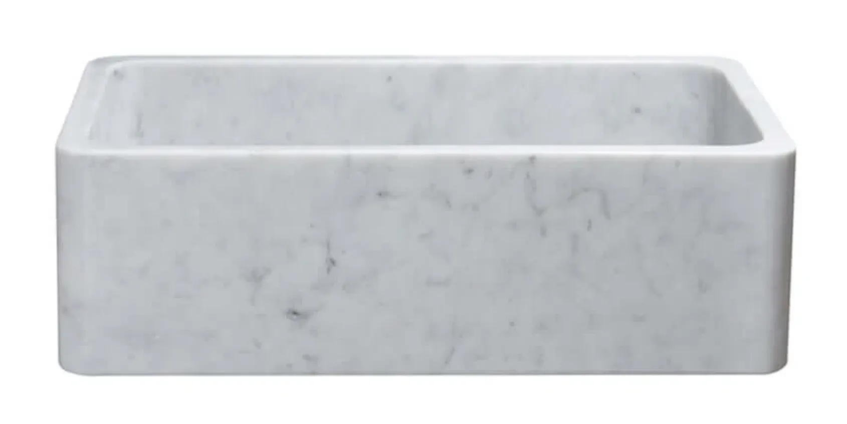 33" Stone Farmhouse Kitchen Sink, Smooth Reversible Apron Front, Carrara Marble, White, KF332010SB-NLP-CW