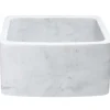 17" Stone Farmhouse Kitchen Sink, Curved Reversible Apron Front, Carrara Marble, White, KFCF171810-CW