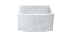 17" Stone Farmhouse Kitchen Sink, Curved Reversible Apron Front, Carrara Marble, White, KFCF171810-CW