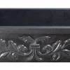 36" Stone Farmhouse Kitchen Sink, Floral Carving Apron Front, Black Granite, Black, KF362010SB-F2-BK