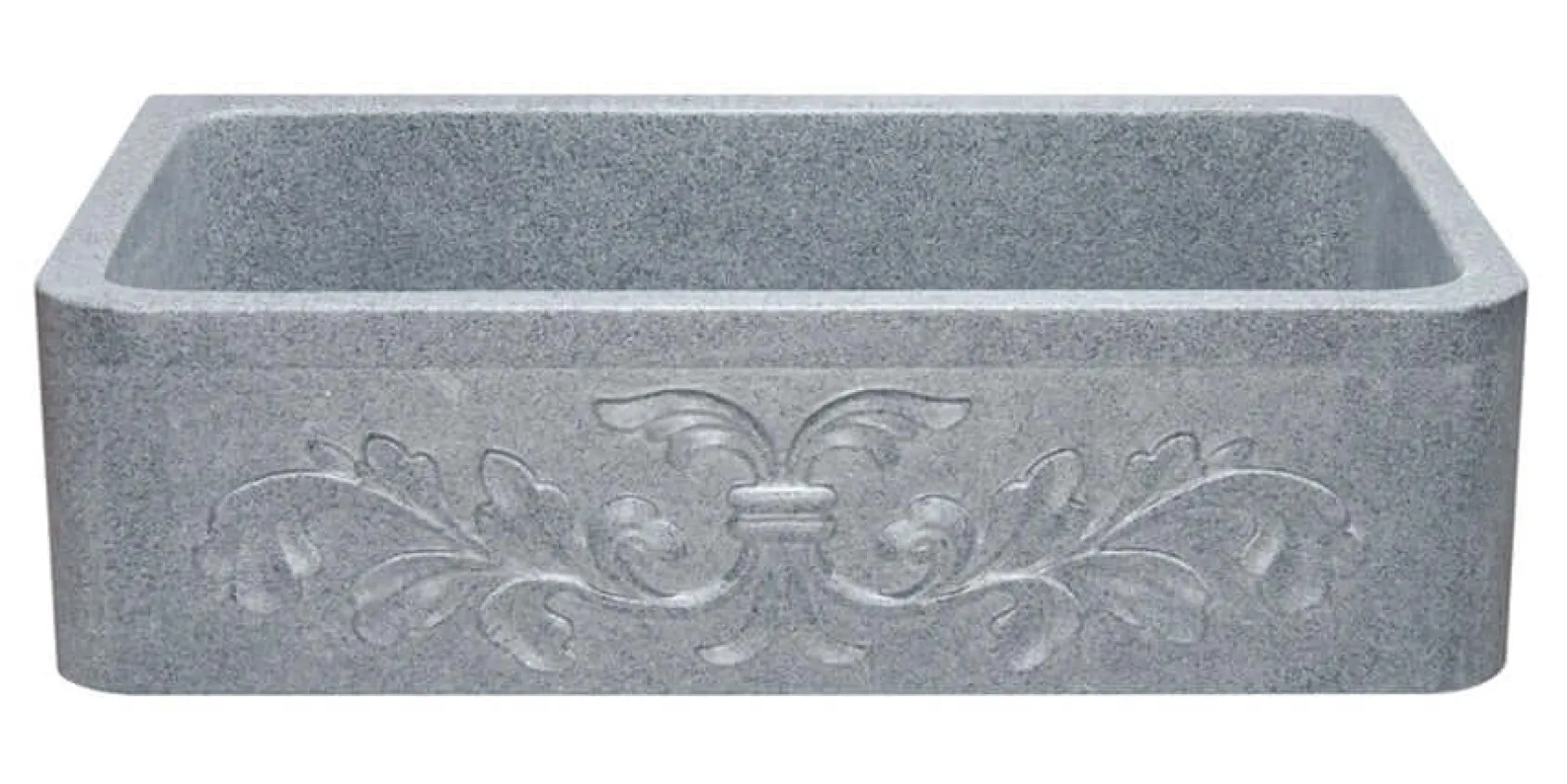 36" Stone Farmhouse Kitchen Sink, Design Apron Front, Mercury Granite, Gray, KF362010SB-F2-M