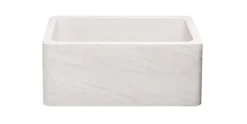 24" Stone Farmhouse Kitchen Sink, Smooth Reversible Apron Front, Crema Lyon Limestone, Beige, KF242010-CL