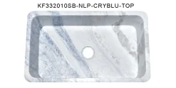 33" Stone Farmhouse Kitchen Sink, Smooth Reversible Apron Front, Crystal Blue Quartzite, KF332010SB-NLP-CRSBLU