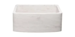 24" Stone Farmhouse Kitchen Sink, Curved Reversible Apron Front, Crema Lyon Limestone, Beige, KFCF242110-CL