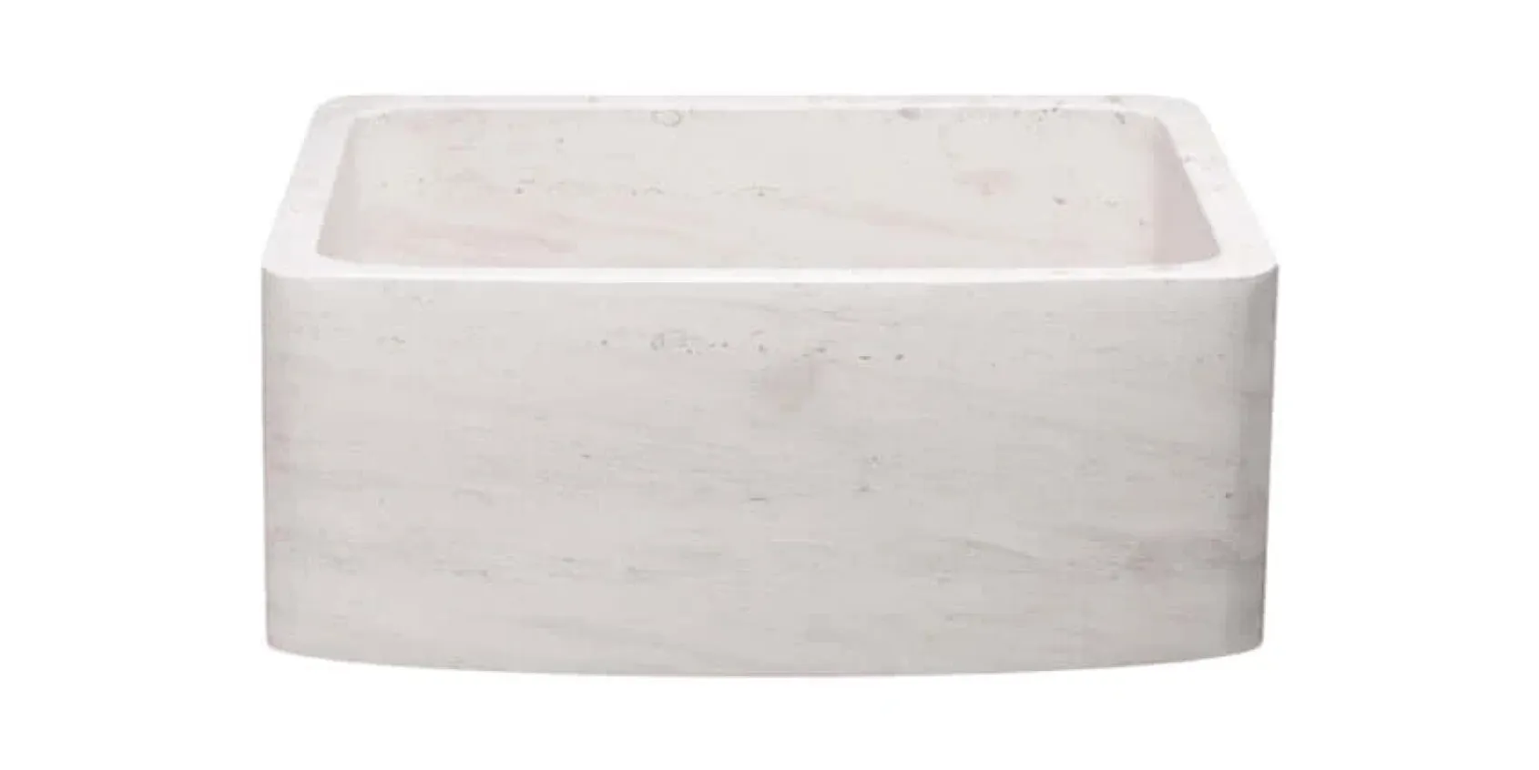 24" Stone Farmhouse Kitchen Sink, Curved Reversible Apron Front, Crema Lyon Limestone, Beige, KFCF242110-CL