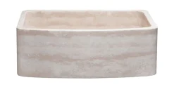 30" Stone Farmhouse Kitchen Sink, Curved Reversible Apron Front, Roma Travertine, Beige, KFCF302210SB-NLP-RT
