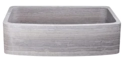 36" Stone Farmhouse Kitchen Sink, Curved Reversible Apron Front, Stratus Marble, Gray, KFCF362210SB-NLP-STDM