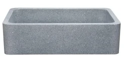 36" Stone Farmhouse Kitchen Sink, Smooth Reversible Apron Front, Mercury Granite, Gray, KF362010SB-NLP-M