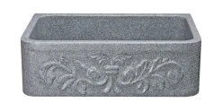 30" Stone Farmhouse Kitchen Sink, Design Apron Front, Mercury Granite, Gray, KF302010SB-F2-M