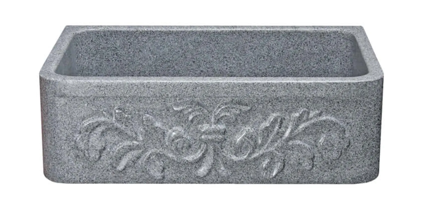 30" Stone Farmhouse Kitchen Sink, Design Apron Front, Mercury Granite, Gray, KF302010SB-F2-M