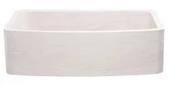 36" Stone Farmhouse Kitchen Sink, Smooth Reversible Curved Apron Front, Crema Lyon Limestone, Beige, KFCF362210SB-NLP-CL