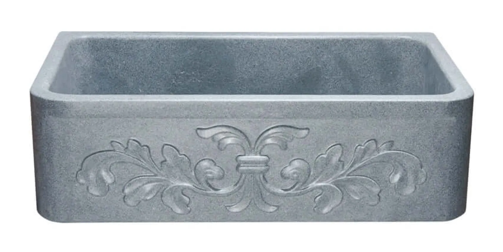 33" Stone Farmhouse Kitchen Sink, Design Apron Front, Mercury Granite, Gray, KF332010SB-F2-M