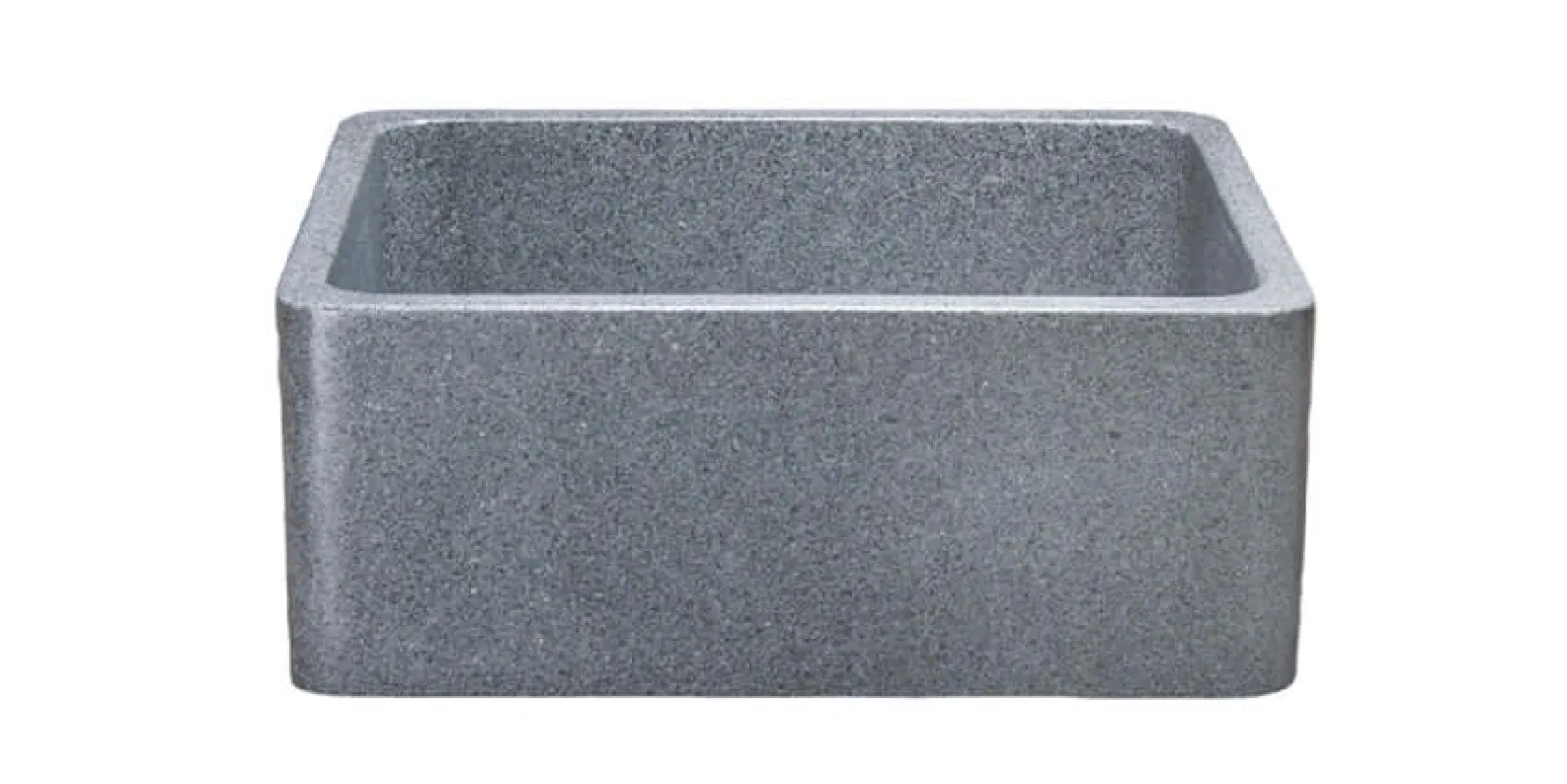 24" Stone Farmhouse Kitchen Sink, Smooth Reversible Apron Front, Mercury Granite, Gray, KF242010-M