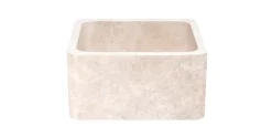 17" Stone Farmhouse Kitchen Sink, Smooth Reversible Apron Front, Roma Travertine, Beige, KF171710-RT